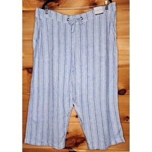 Purple & More Capri Pants Womens Size 1X 42 Linen Blend Baggy Striped Beach